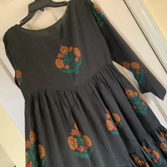 Pink Chicken Silk Kelly Midi/Maxi Dress Caviar Bellflower SZ S - Picture 10 of 16